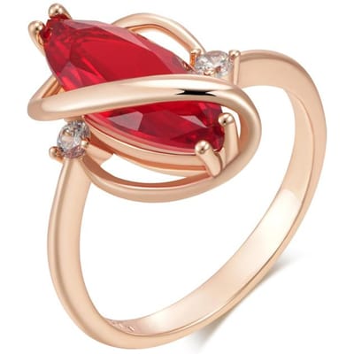 Bagues en zircon rouge naturel brillant pour femmes, style géométrique tendance, couleur or rose, haute qualité, bijoux vintage raffinés à porter au quotidien. 10 brown