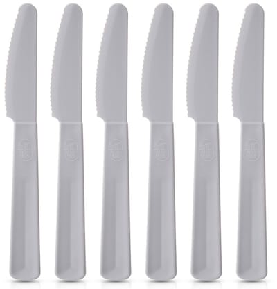 Tafelmessen Plastic Grijs 6 stuks - Tafelmessenset - Messen