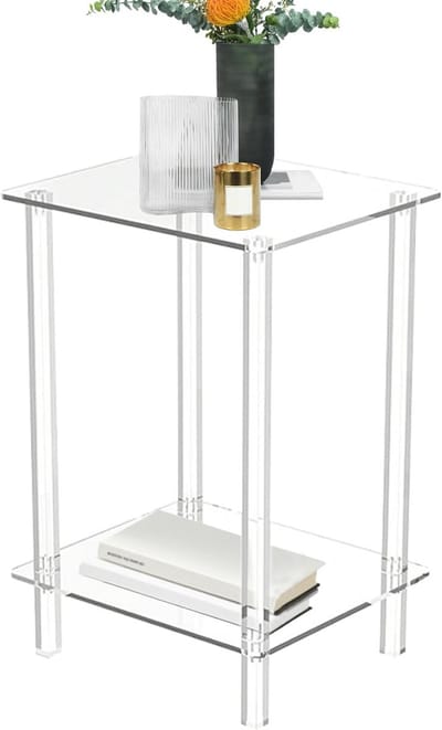 Acryl bijzettafel - Hoge tafeltje - Ruimte organiseren - Slim fit ontwerp - 30 x 25 x 55 cm - Transparant