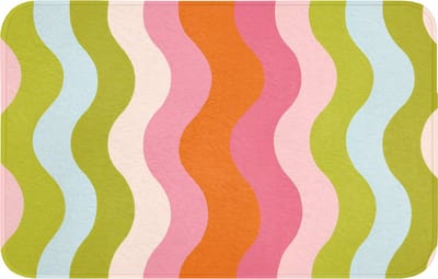 WC mat 80x50 cm - Antislip - Banen - Golven - Kleurrijk - Verticaal - Toiletmat - Vloermat - Douchemat - Toilet tapijt - Toiletmatten