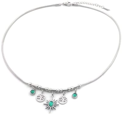 Ketting - verstelbaar - sieraad - accessoire - RVS - stainless steel - 39+5cm - zilverkleurig - bedels - cadeau - geschenk - feest – feestdagen