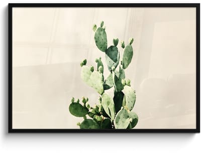 Poster in lijst - Fotolijst 120x80 cm - Posters - Cactus - Groen - Minimalistisch - Posterlijst zwart - Decoratie - Wanddecoratie woonkamer - Muurdecoratie slaapkamer