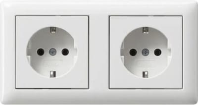 GIRA Systeem 55 Wandcontactdoos met randaarde + afdekraam 2V Zuiver wit 479303