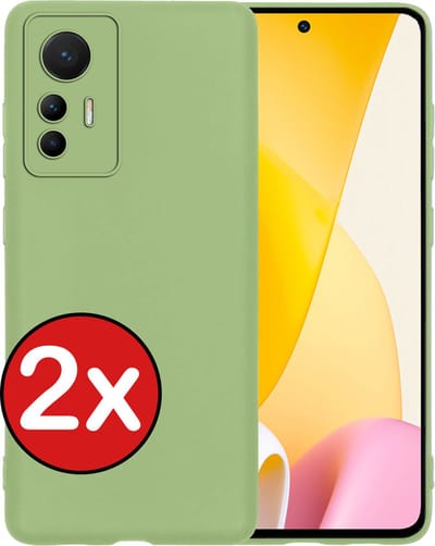 Hoesje - 2 Stuks - Geschikt voor Xiaomi 12 Lite - Sterk & Shockproof - Telefoonhoes - Back Cover - Case Siliconen - Telefoon Hoes - Groen