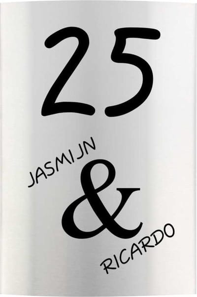RVS naambord gebogen 15 x 25 cm