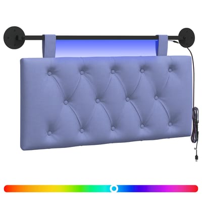vidaXL - Hangend - hoofdbord - Met - LED-verlichting - Jeans - Blauw - Stof