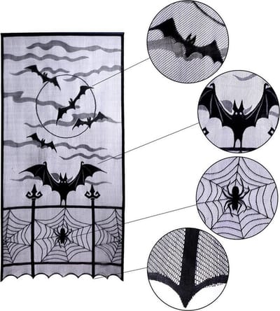 Halloween Decoratie Deur Versiering Halloween Deurgordijn Backdrop Feest Deur Gordijn Feest Versiering Zwart Vleermuis