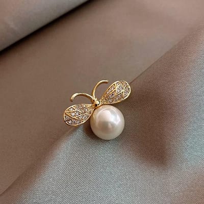 Jolie broche abeille en strass pour femme, accessoires de fête, broches de corsage en perles d'insectes, accessoires de vêtements brown