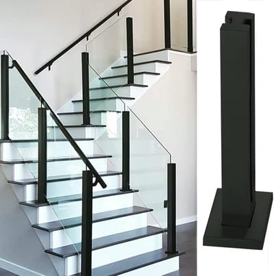 Vierkante glazen balustradepaalklem - stevige steun voor trappen, relingen en meer