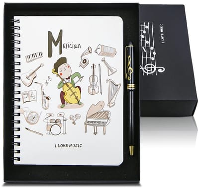 Dailygoods - Muzikaal Briefpapier Set met Notitieboek en Pen - Perfect voor Studenten en Leraren