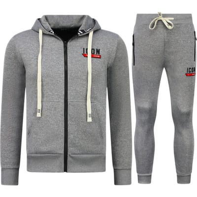 Dik Geweven Joggingpakken Heren ICON - Trainingspakken - Huispakken Volwassenen - 11986 - Grijs