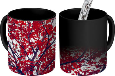 Magische Mok - Foto op Warmte Mokken - Koffiemok - Esdoorn - Bladeren - Herfst - Natuur - Magic Mok - Beker - 350 ML - Theemok