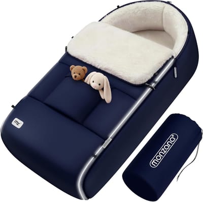 Babyvoetenzak met Reflectoren, Weerbestendig, Antislip, Ideaal voor Kinderwagens en Autostoelen, 90 x 60 cm, Marineblauw