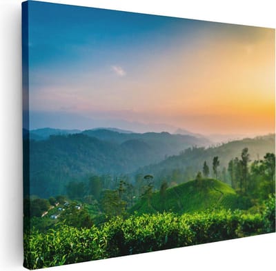 Artaza Canvas Schilderij Bergen - 40x30 cm - Klein - Wanddecoratie Natuur - Muurdecoratie Zonsondergang - Schilderijen Op Canvas