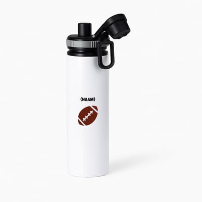 Hacebo® - American football met eigen naam waterfles met draaidop grijs - Sport - Sporter - American footbaal - water fles - 850ML