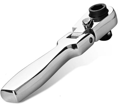 Mini Ratelsleutel - Schroevendraaier - Reparatie Werk - Flexibele Kop - 1/4 Inch - Zilver