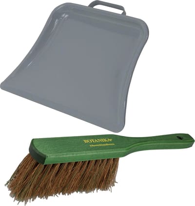 Brumag Stoffer en blik set Dirtmaster - blik metaal - groen/grijs - 32 x 22 cm - borstel haar hard