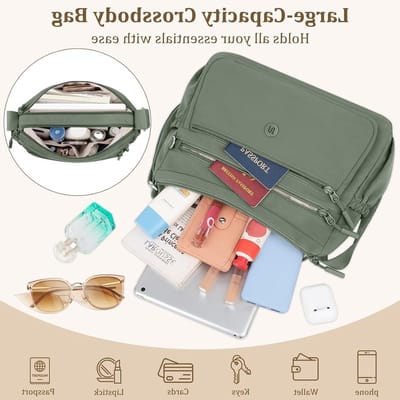 Dames Schoudertas met Grote Capaciteit, Lichtgewicht en Waterdichte Crossbody Tas, Ideaal voor Dagelijks Gebruik met Veel Vakken en Verstelbare Schouderband