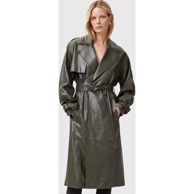 AllSaints Inez Trench Khaki Green Größe: 10 | Trench Coats Outlet | Damen | Braun