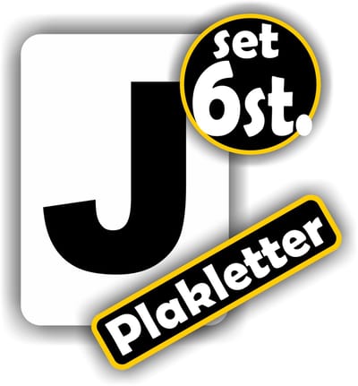 Jerma - Plakletters - J - Sticker - Set 6 st. - Vinyl - 5x7 cm - Zwart - Zelfklevend - Weerbestendig