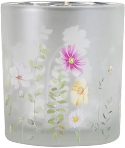 Mars & More windlicht wilde bloemen vlinder wit small 8cm