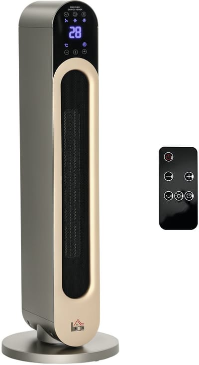 Elektrische kachel met afstandsbediening - Keramische kachel 2200W - Oscillerende torenkachel zilver - 3 warmtestanden - 73,5 cm