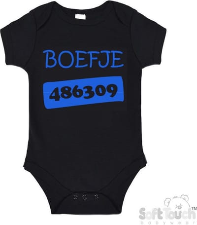 100% Katoenen Romper "Boefje 486309" Unisex Katoen Zwart/blauw Maat 56/62