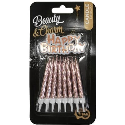Verjaardag Kaarsen Happy Birthday Roze Goud 16 Stuks