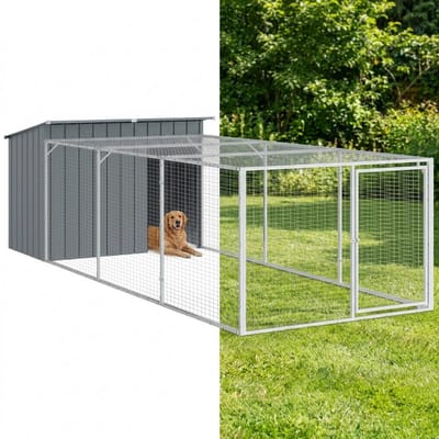 Hondenhok - Buiten - Bench - Ren - Weerbestendig - Kennel - Rek - Antraciet