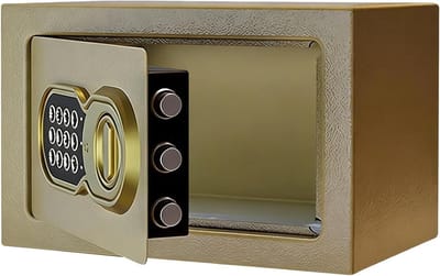 Kleine Kluis - Minikluis Thuiskluis - Waardevolle Spullen Beveiligen - Elektronisch Combinatieslot Noodsleutel - 31x20x20 cm - Goud