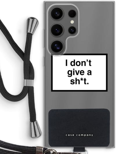 Case Company® - Hoesje met koord geschikt voor Samsung Galaxy S24 Ultra hoesje met Koord - Don't give a shit - Telefoonhoesje met Zwart Koord - Bescherming aan alle Kanten en Over de Schermrand
