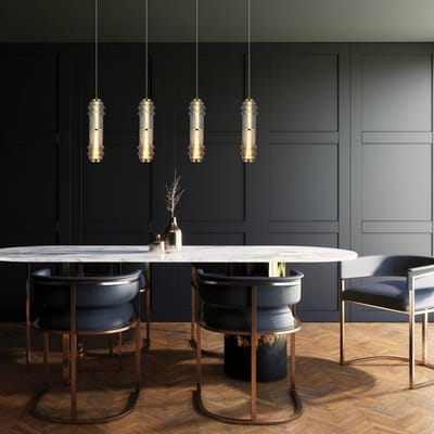 Viokef LED hanglamp Dereck, rookgrijs/amberkleurig, Ø 10 cm, glas