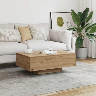 vidaXL - Salontafel - 85x55x31 - cm - bewerkt - hout - artisanaal - eikenkleurig