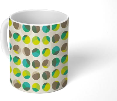 Mok - Koffiemok - Cirkel - Groen - Patroon - Mokken - 350 ML - Beker - Koffiemokken - Theemok