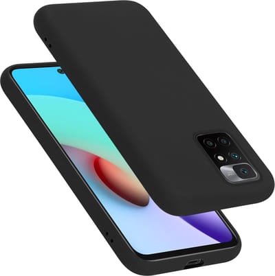 Cadorabo Hoesje geschikt voor Xiaomi RedMi 10 in LIQUID ZWART - Beschermhoes gemaakt van flexibel TPU silicone Case Cover