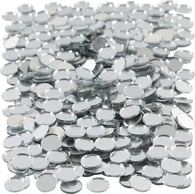 500x Spiegel mozaiek steentjes - rond - 10 mm - glas - knutselen - hobbyen - knutselmaterialen