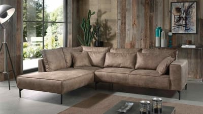 Hoekbank Koblenz Links - Hoeksalon Taupe Microvezelstof - Ergonomisch zitbank hoekzetel zetelsenbedden