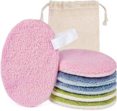 Set van 6 Herbruikbare Make-up Verwijder Pads van Ultra Zacht Koraal Fleece met Ophanglus en Reiszak, Hypoallergene Gezichtspads voor Alle Huidtypes, Wasbaar en Milieuvriendelijk