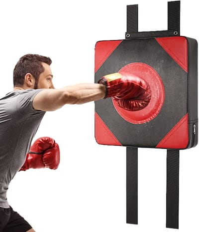 Boksdoel Wandmontage - Stootkussen Boksen - Thuis Cardiotraining - Geluidsabsorberend Ontwerp - 30x30x10 cm - Rood
