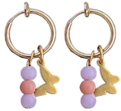 Klem Oorringen-Vlinder-Goudkleurig-Paars-Roze-geen gaatje-Charme Bijoux