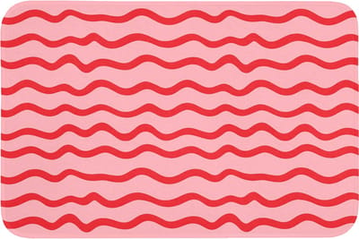 Badmat 90x60 cm - Antislip - Speels - Patroon - Rood - Badmatten voor badkamer - Badkamermat - Douchemat - Badkamer mat