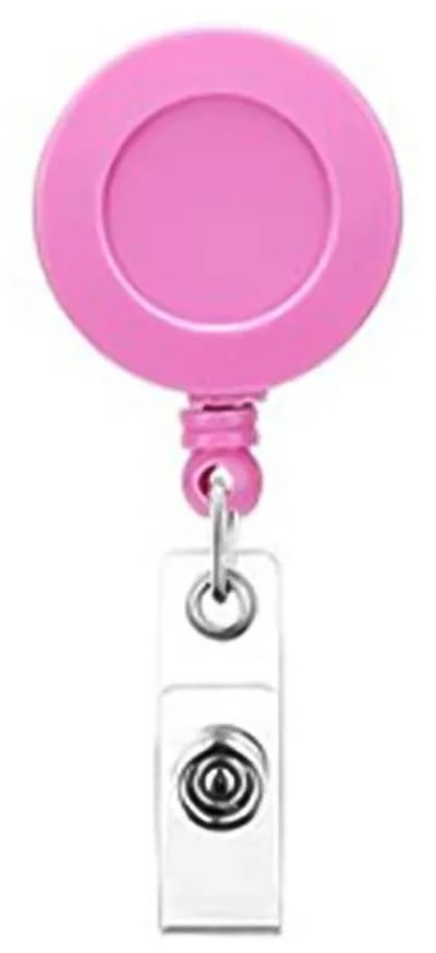 Travel Cords - Badgehouder Hard Roze - met bevestigingsclip - uitrekbaar tot 60 cm - 360 graden roteerbaar