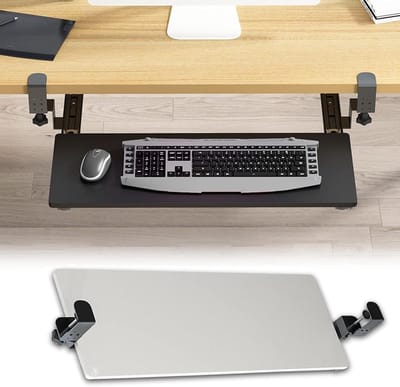 Toetsenbordlade Onder Bureau - Uittrekbare Lade - Bureau Opruimen - Ponsvrije Installatie - 52-75 cm - Wit