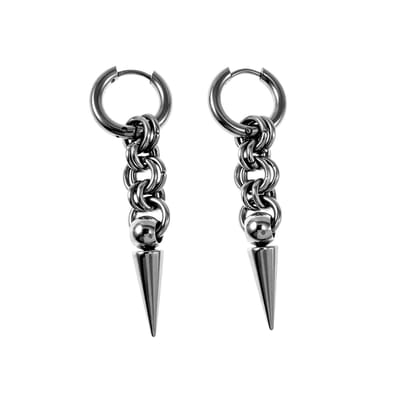 ∅15mm x 2,5mm Oorringen met Afneembare Hanger in Punkstijl, 50mm Lange Oorbellen Unisex, Gepolist RVS - Handgemaakt door esde2