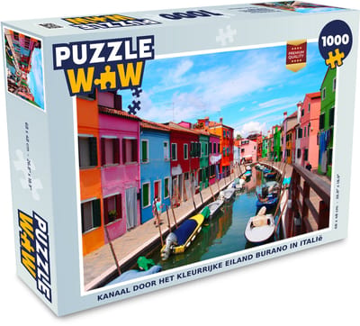 Puzzel Kanaal door het kleurrijke eiland Burano in Italië - Legpuzzel - Puzzel 1000 stukjes volwassenen