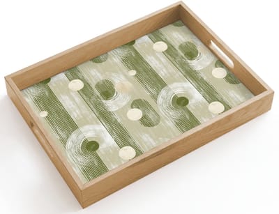 Dienblad hout 40x30 cm - Schootdienblad - Artistiek - Modern - Groen - Borrelplank rechthoek - Plateau dienbladen