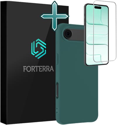 Hoesje Met Screenprotector - Geschikt voor Apple iPhone Air - Sterk & Shockproof - Telefoon Hoes - Back Cover - Siliconen Case - Donkergroen