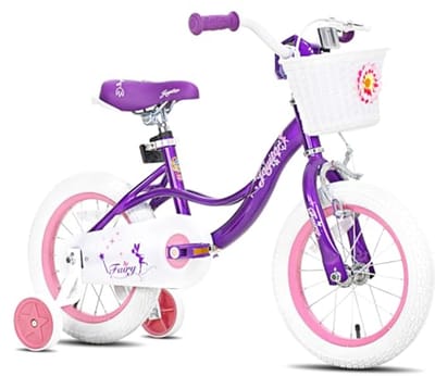 12 inch kinderfiets voor meisjes van 2 tot 4 jaar met trainingswielen - paars