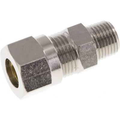 8LL & R1/8'' Vernikkeld Messing Rechte Snijringkoppeling Buitendraad 100bar ISO 8434-1 [2 Stuks]