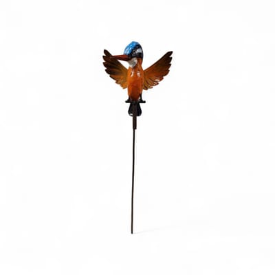 Tuinsteker - ijsvogel met wijde vleugels - metaal - handgemaakt - tuinbeeld - 24x19 x110 cm